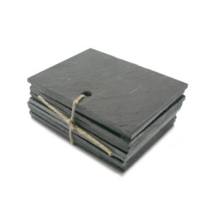 Ref AR1 / Ardoise étiquette à suspendre sur volute en métal 5x7cm. Lot de 10 pièces