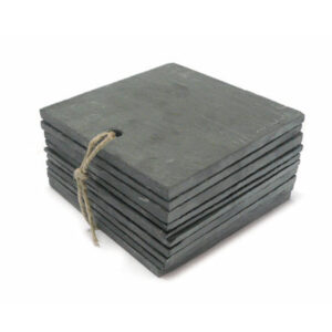 Ref AR3 / Ardoise étiquette à suspendre sur volute en métal 9.5x9.5cm. Lot de 10 pièces