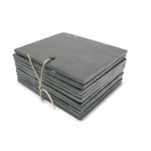 Ref AR4 / Ardoise étiquette à suspendre sur volute en métal 10x12cm. Lot de 10 pièces