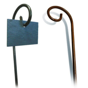 Ref PE1 / Porte étiquette volute en métal. Acier rustol 50cm. Lot de 10 pièces