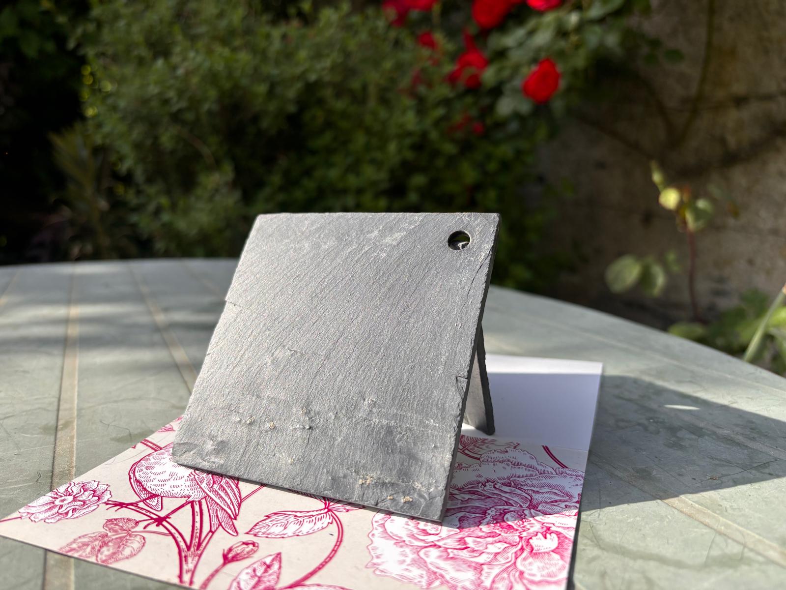 Ref AR3 Loz / Ardoise étiquette losange à suspendre sur volute en métal 9.5x9.5cm. Lot de 10 pièces – Image 2